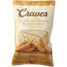 Craves Rings Cheddar Cheese 60g Bag