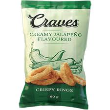 Craves Rings Creamy Jalapeno 60g Bag